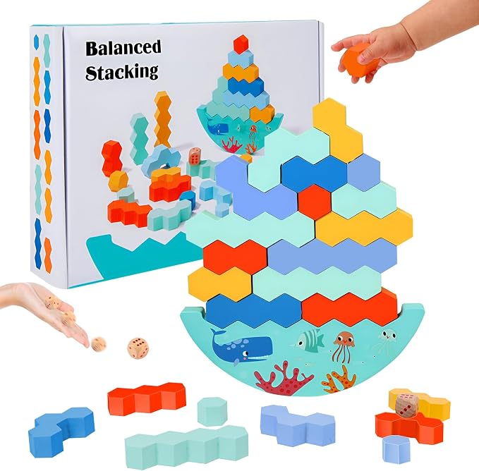 Juego de Equilibrio y Apilamiento de Madera