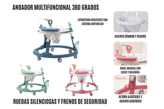 👶 Andador Multifuncional 360° con Panel Musical e Interactivo