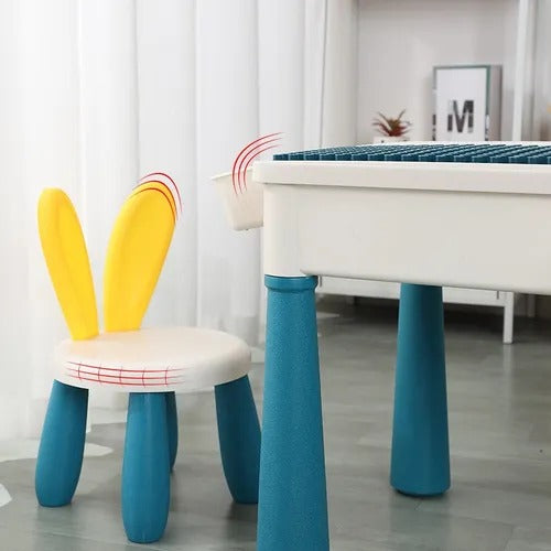 🧱 Mesa Didáctica de Construcción Multiactividades + Silla Orejitas de Conejo