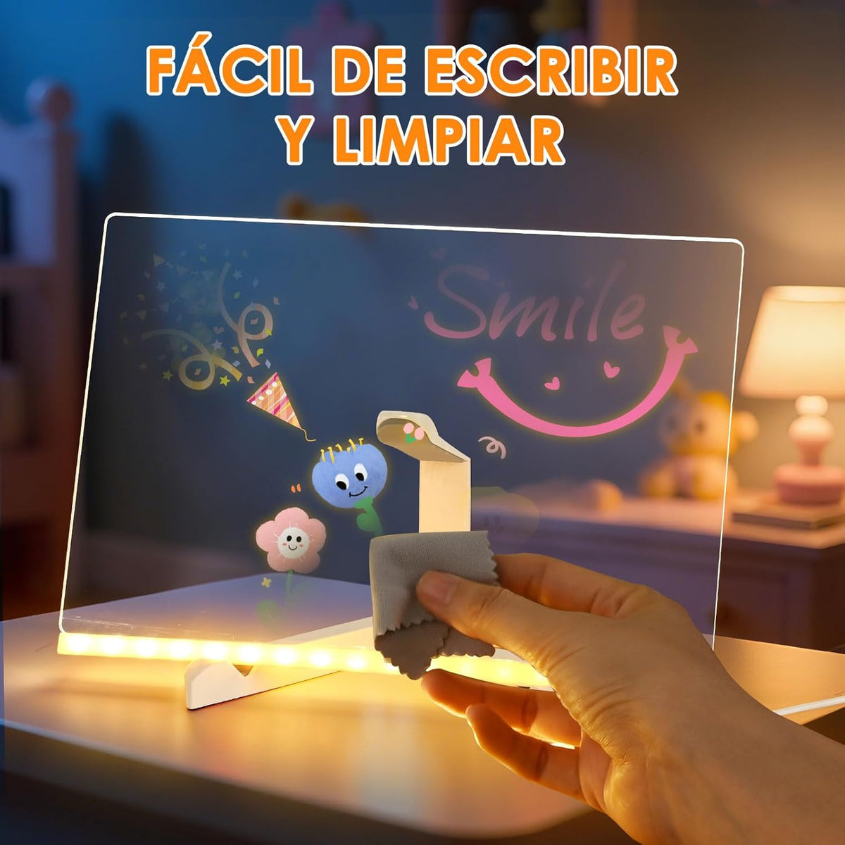 ✨ Pizarra Mágica Acrílica LED con Marcadores de Neón