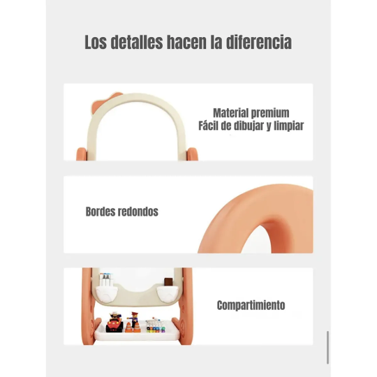 🎨 Pizarra infantil ergonómica y regulable con bandeja organizadora