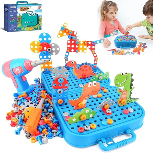 🧰 Juego de Construcción y Mosaico Creativo 3D con Taladro Interactivo (298 Piezas)