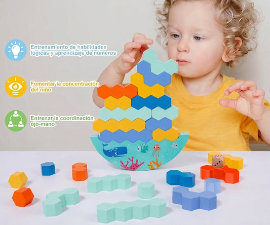Juego de Equilibrio y Apilamiento de Madera