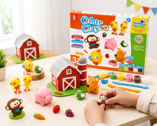 🐷 Set de Plastilina: Granja Divertida (5 Colores + Accesorios)