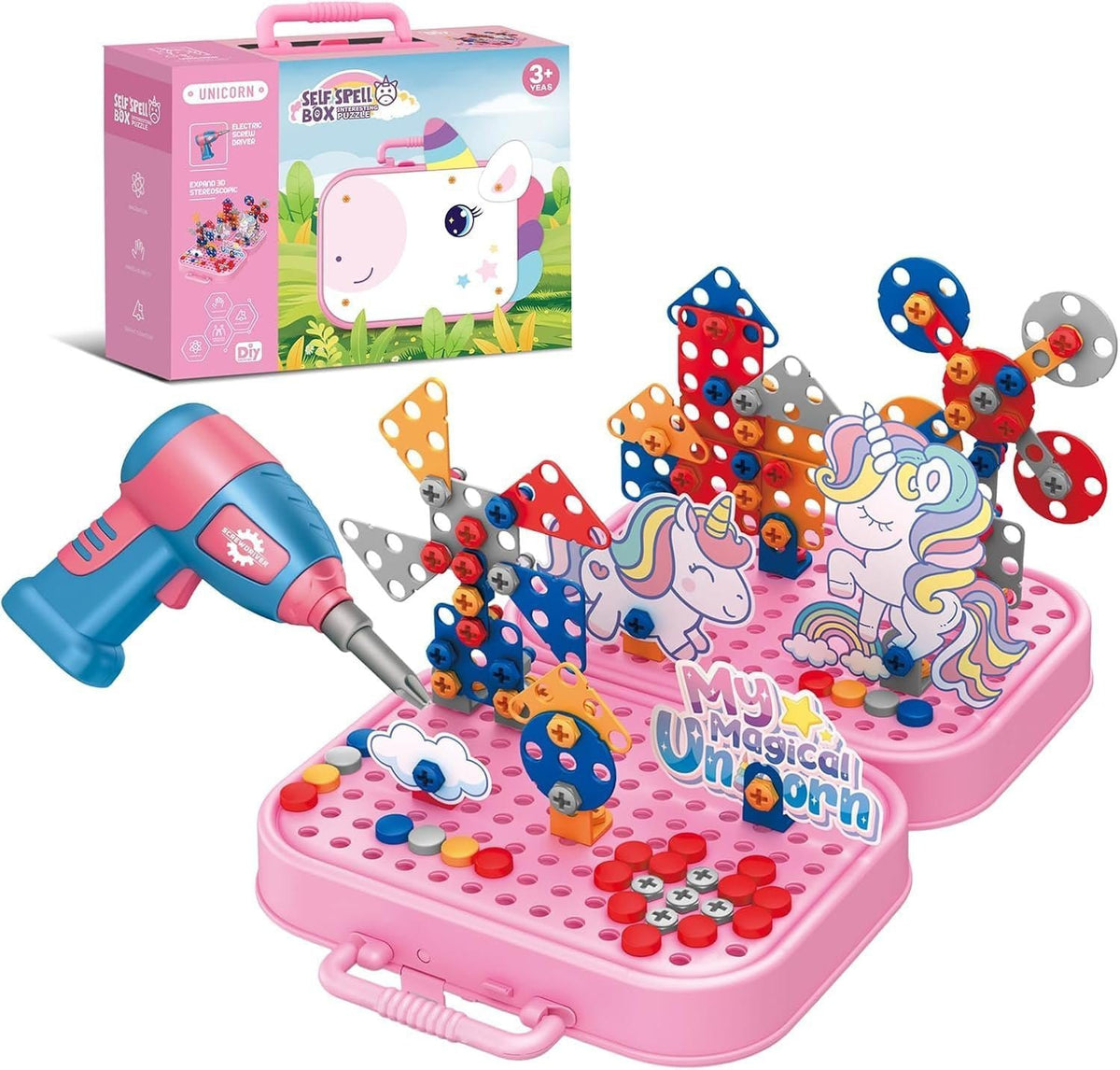 🧰 Juego de Construcción y Mosaico Creativo 3D con Taladro Interactivo (298 Piezas)