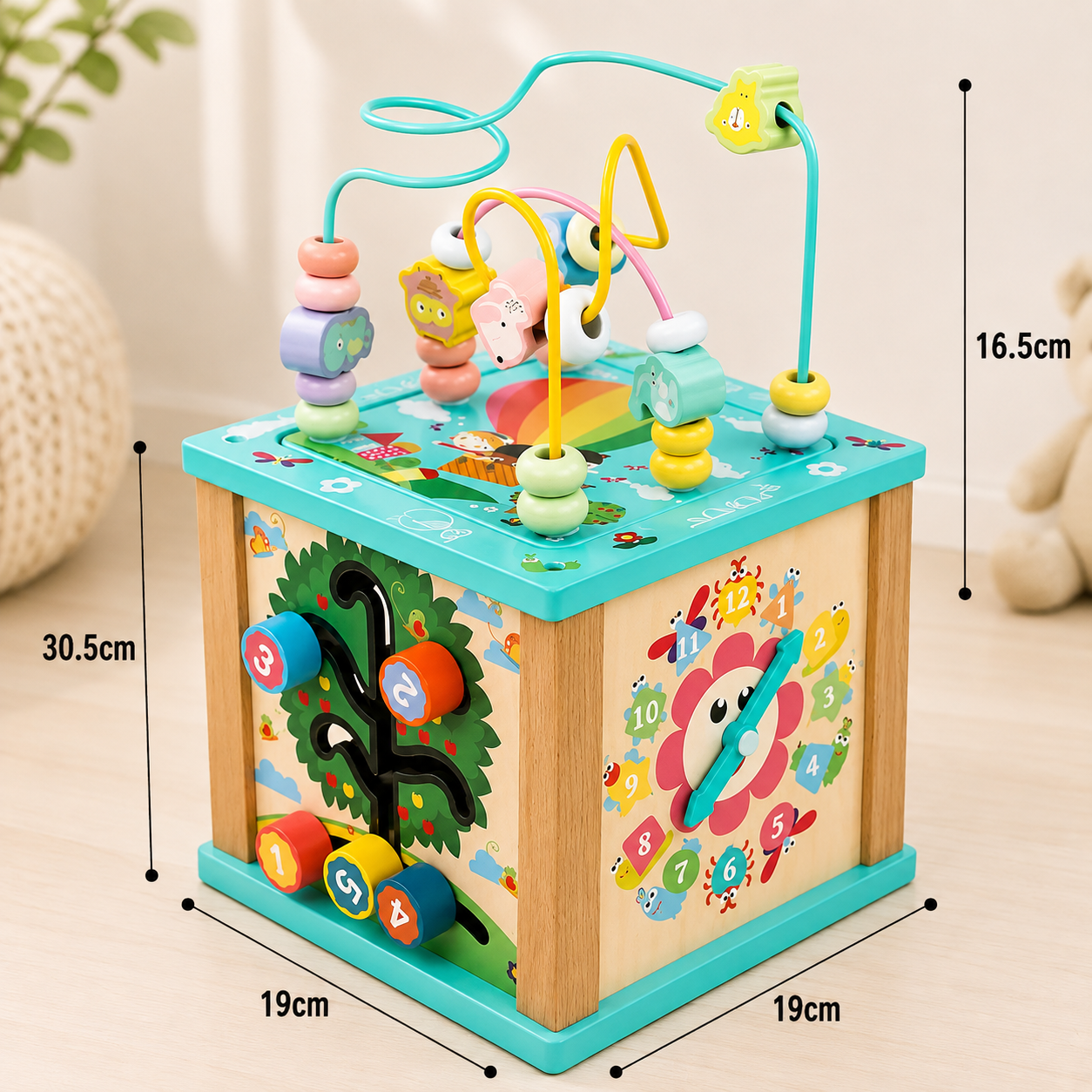 Cubo Didáctico Multifuncional de Madera 6 en 1